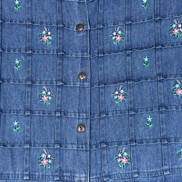 Bentley Dress Womens 8 Blue Denim Shirt Dress Floral Embroidery Casual Versatile - Picture 5 of 9